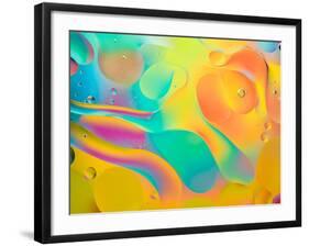 Abstract Colorful Background, Oil Drops on Water-Abstract Oil Work-Framed Photographic Print