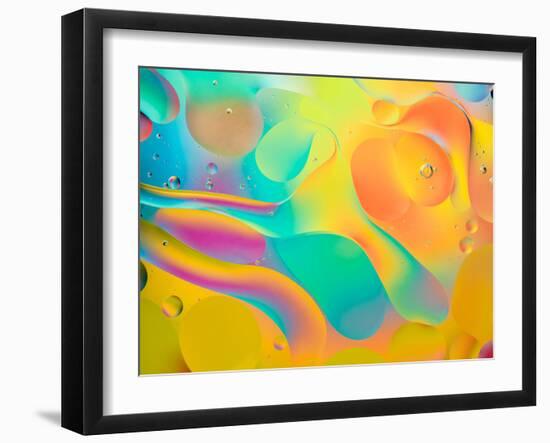 Abstract Colorful Background, Oil Drops on Water-Abstract Oil Work-Framed Photographic Print
