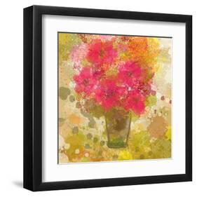 Abstract Colorful Flowers in Vase-Irena Orlov-Framed Art Print