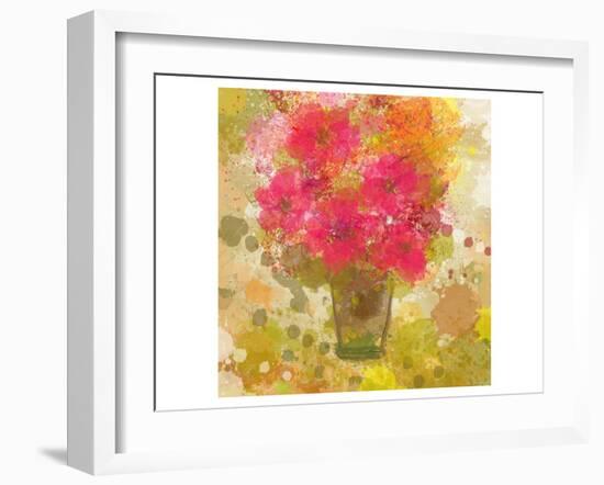 Abstract Colorful Flowers in Vase-Irena Orlov-Framed Art Print