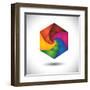 Abstract Colorful Hexagon With Infinite Spiral Steps-smarnad-Framed Art Print