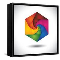 Abstract Colorful Hexagon With Infinite Spiral Steps-smarnad-Framed Stretched Canvas