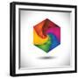 Abstract Colorful Hexagon With Infinite Spiral Steps-smarnad-Framed Art Print