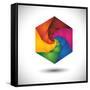 Abstract Colorful Hexagon With Infinite Spiral Steps-smarnad-Framed Stretched Canvas