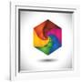 Abstract Colorful Hexagon With Infinite Spiral Steps-smarnad-Framed Art Print