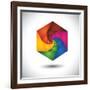 Abstract Colorful Hexagon With Infinite Spiral Steps-smarnad-Framed Art Print