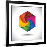 Abstract Colorful Hexagon With Infinite Spiral Steps-smarnad-Framed Art Print