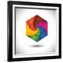 Abstract Colorful Hexagon With Infinite Spiral Steps-smarnad-Framed Art Print