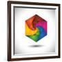 Abstract Colorful Hexagon With Infinite Spiral Steps-smarnad-Framed Art Print