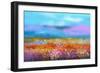 Abstract Colorful Oil Painting Landscape Background. Semi Abstract Image of Wildflower and Field. Y-pluie_r-Framed Art Print