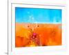 Abstract Colorful Oil Painting Landscape on Canvas. Semi- Abstract Image of Flowers in Meadows ( Fi-pluie_r-Framed Art Print