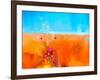 Abstract Colorful Oil Painting Landscape on Canvas. Semi- Abstract Image of Flowers in Meadows ( Fi-pluie_r-Framed Art Print