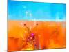 Abstract Colorful Oil Painting Landscape on Canvas. Semi- Abstract Image of Flowers in Meadows ( Fi-pluie_r-Mounted Art Print