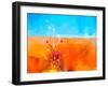 Abstract Colorful Oil Painting Landscape on Canvas. Semi- Abstract Image of Flowers in Meadows ( Fi-pluie_r-Framed Art Print