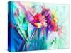Abstract Colorful Oil Painting on Canvas. Semi- Abstract Image of Flowers-Nongkran_ch-Stretched Canvas