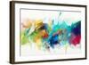 Abstract Colorful Oil Painting on Canvas Texture. Hand Drawn Brush Stroke, Oil Color Paintings Back-pluie_r-Framed Art Print