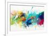 Abstract Colorful Oil Painting on Canvas Texture. Hand Drawn Brush Stroke, Oil Color Paintings Back-pluie_r-Framed Art Print