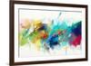 Abstract Colorful Oil Painting on Canvas Texture. Hand Drawn Brush Stroke, Oil Color Paintings Back-pluie_r-Framed Art Print