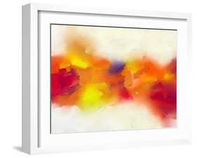 Abstract Colorful Oil Painting on Canvas Texture. Hand Drawn Brush Stroke, Oil Color Paintings Back-pluie_r-Framed Art Print