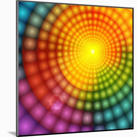 Abstract Colorful Shining Circle Tunnel Background-art_of_sun-Mounted Art Print