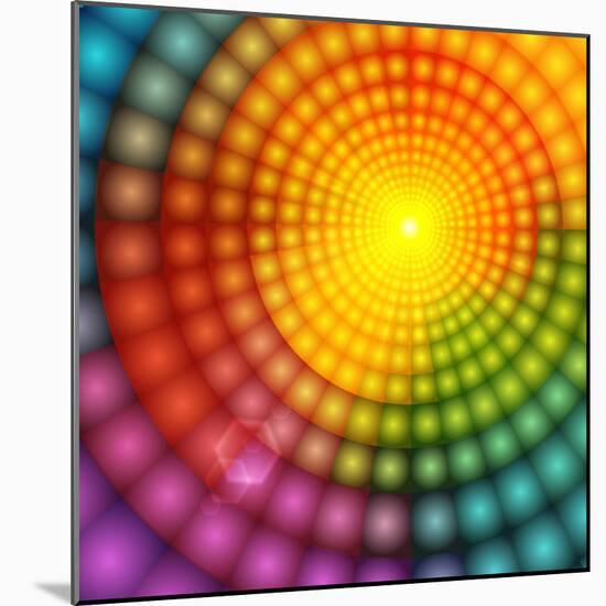 Abstract Colorful Shining Circle Tunnel Background-art_of_sun-Mounted Art Print