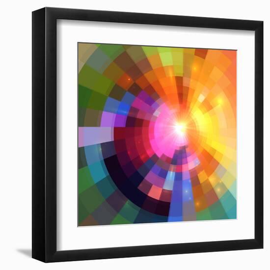 Abstract Colorful Shining Circle Tunnel Background-art_of_sun-Framed Art Print
