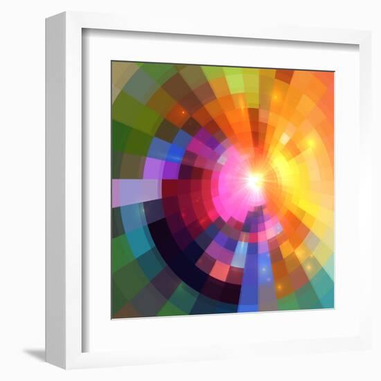 Abstract Colorful Shining Circle Tunnel Background-art_of_sun-Framed Art Print