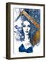 Abstract Composition Wit a Freehand Drawing of a Beautiful Lady and Decorative Hair-A Frants-Framed Art Print