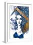 Abstract Composition Wit a Freehand Drawing of a Beautiful Lady and Decorative Hair-A Frants-Framed Art Print