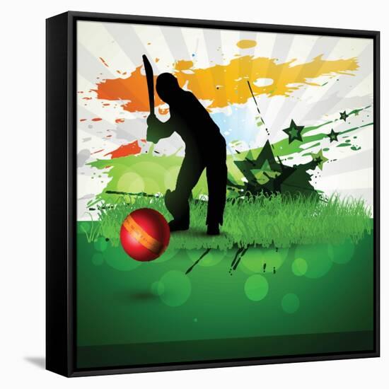 Abstract Cricket Game Artwork-Pinnacleanimates-Framed Stretched Canvas