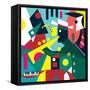 Abstract Cubic Jazz Band (Vector Art)-ad_krikorian-Framed Stretched Canvas