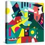 Abstract Cubic Jazz Band (Vector Art)-ad_krikorian-Stretched Canvas