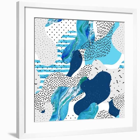 Abstract Curve Shape Background with Doodle-Tanya Syrytsyna-Framed Art Print