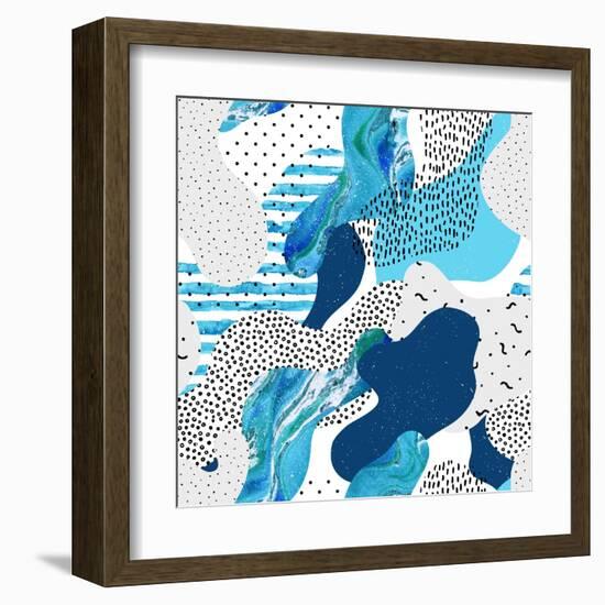Abstract Curve Shape Background with Doodle-Tanya Syrytsyna-Framed Art Print