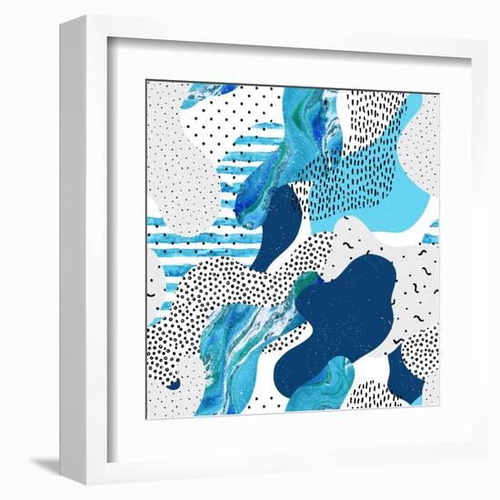 Abstract Curve Shape Background with Doodle-Tanya Syrytsyna-Framed Art Print