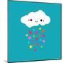 Abstract Cute Cartoon Vector Rainy Cloud. Raindrops of Colorful Hearts. Funny Illustration. Kids De-Alextanya-Mounted Art Print