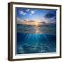 Abstract Design Template with Underwater Part and Sunset Skylight Splitted by Waterline-Willyam Bradberry-Framed Photographic Print