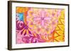 Abstract Drawing Oil Paints on A Canvas with Floral Ornament-Vensk-Framed Art Print