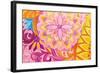 Abstract Drawing Oil Paints on A Canvas with Floral Ornament-Vensk-Framed Art Print