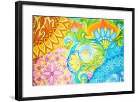 Abstract Drawing Oil Paints on A Canvas with Floral Ornament-Vensk-Framed Art Print