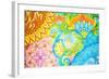 Abstract Drawing Oil Paints on A Canvas with Floral Ornament-Vensk-Framed Art Print