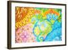 Abstract Drawing Oil Paints on A Canvas with Floral Ornament-Vensk-Framed Art Print