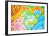 Abstract Drawing Oil Paints on A Canvas with Floral Ornament-Vensk-Framed Art Print