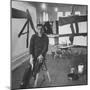 Abstract Expressionist Painter Franz Kline Perching on Stool in His Studio-Fritz Goro-Mounted Premium Photographic Print