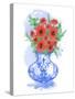 Abstract Floral Blue And White Vase-Matthew Piotrowicz-Stretched Canvas