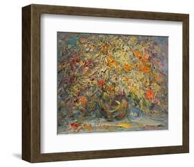 Abstract Floral Impasto Style-null-Framed Art Print