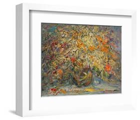 Abstract Floral Impasto Style-null-Framed Art Print