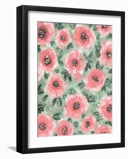 Abstract Floral Pink And Green-Matthew Piotrowicz-Framed Art Print