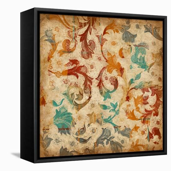 Abstract Florals 2 Mate-Jace Grey-Framed Stretched Canvas