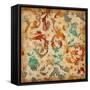 Abstract Florals 2 Mate-Jace Grey-Framed Stretched Canvas